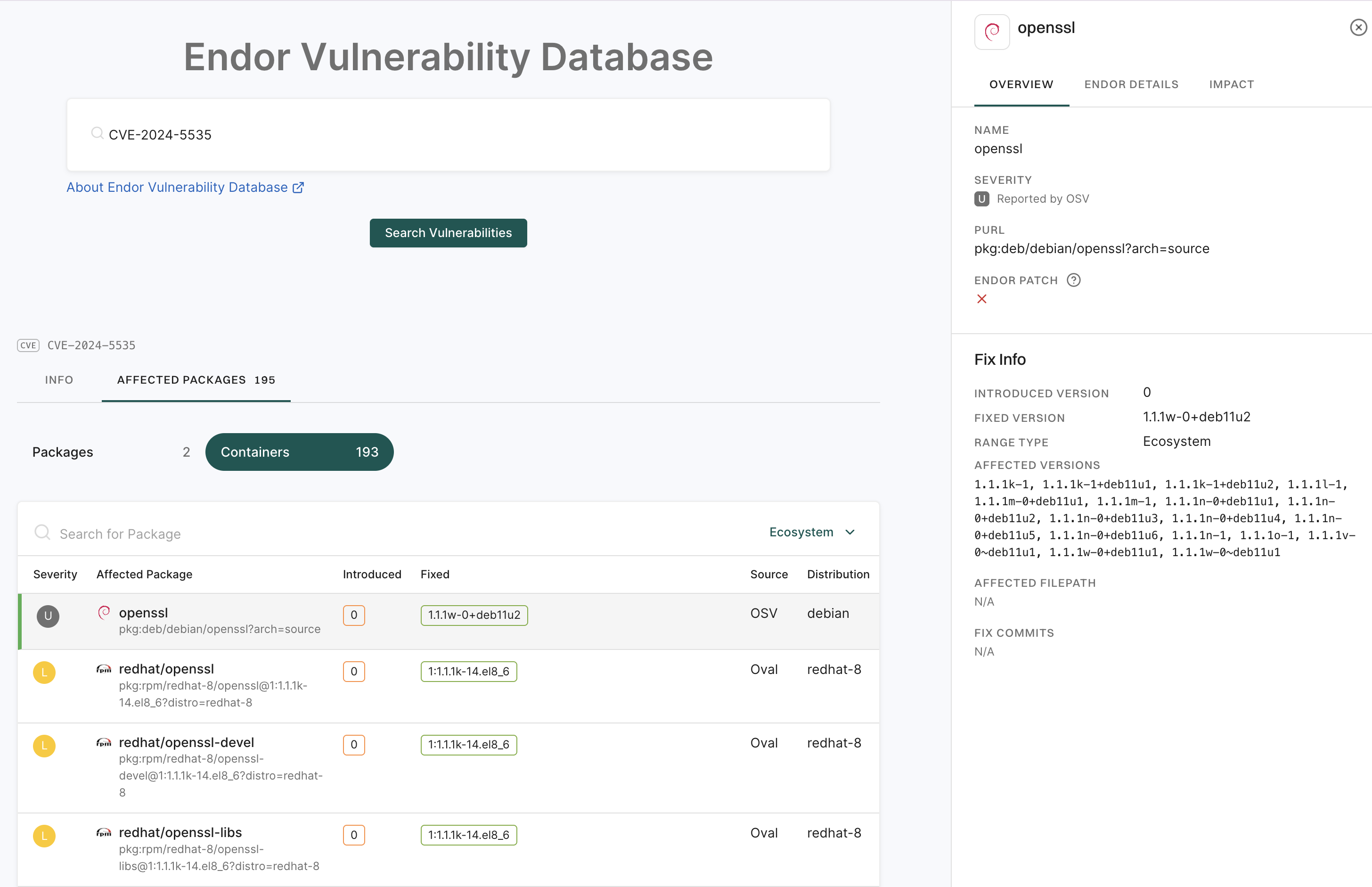 affected packages container