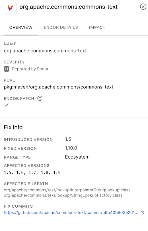 Affected packages overview