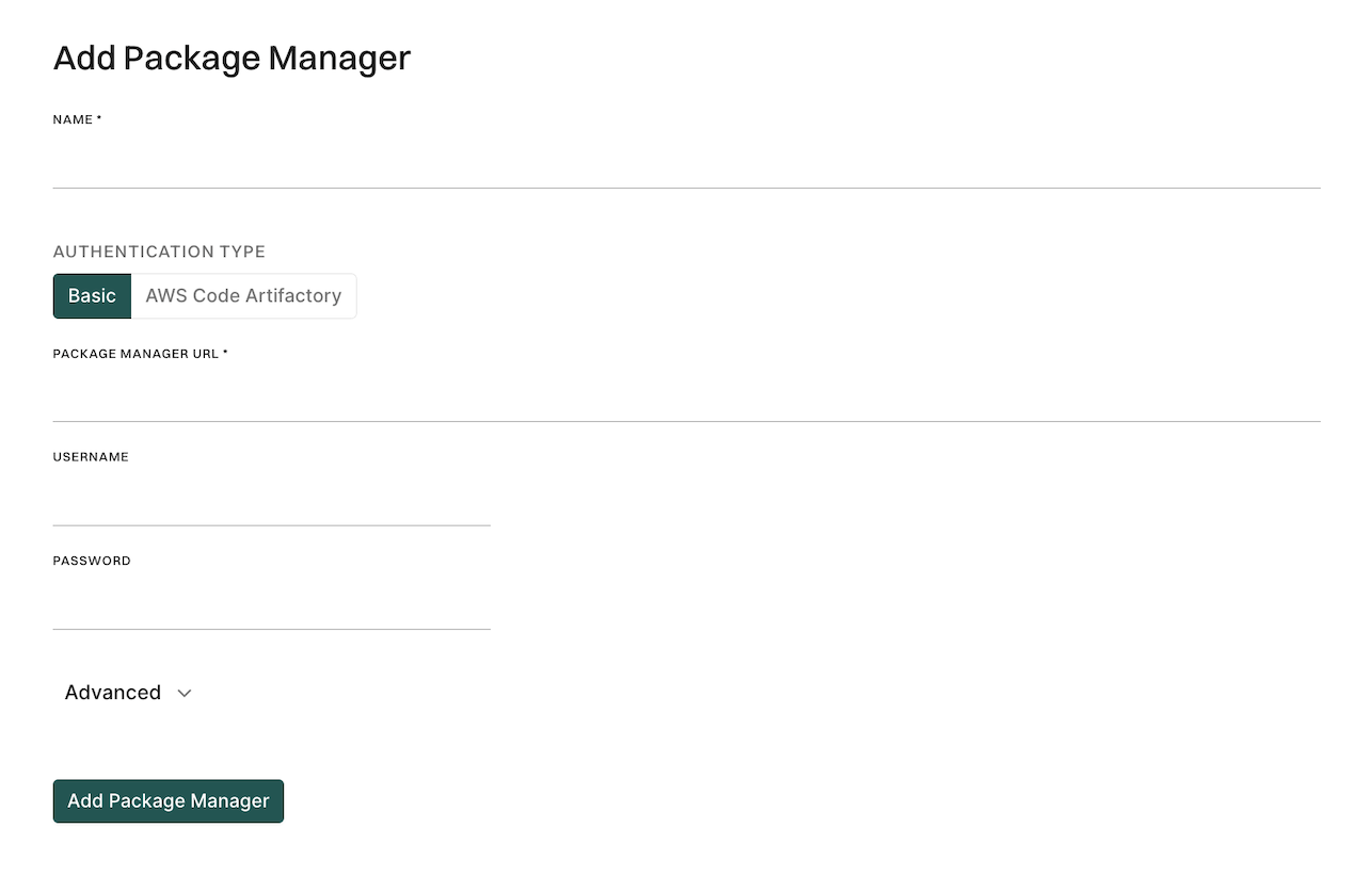 Basic Authentication for package manager integrations