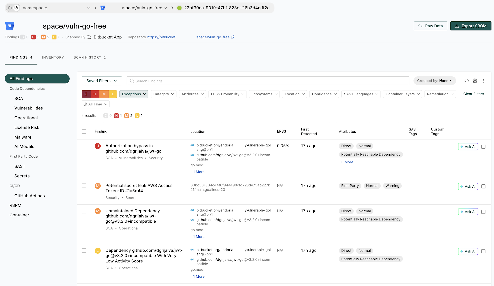 View PR scan findings in detail