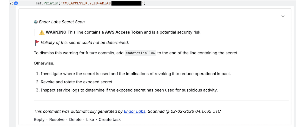 Bitbucket secrets comment example