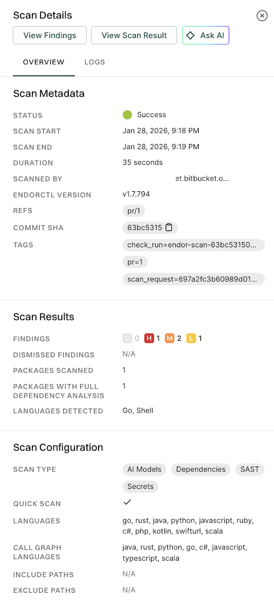 View PR scan findings