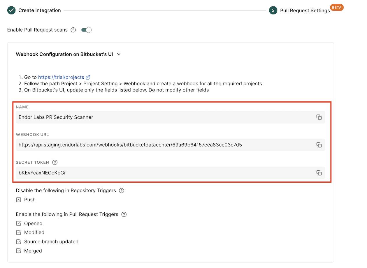 Webhook configuration