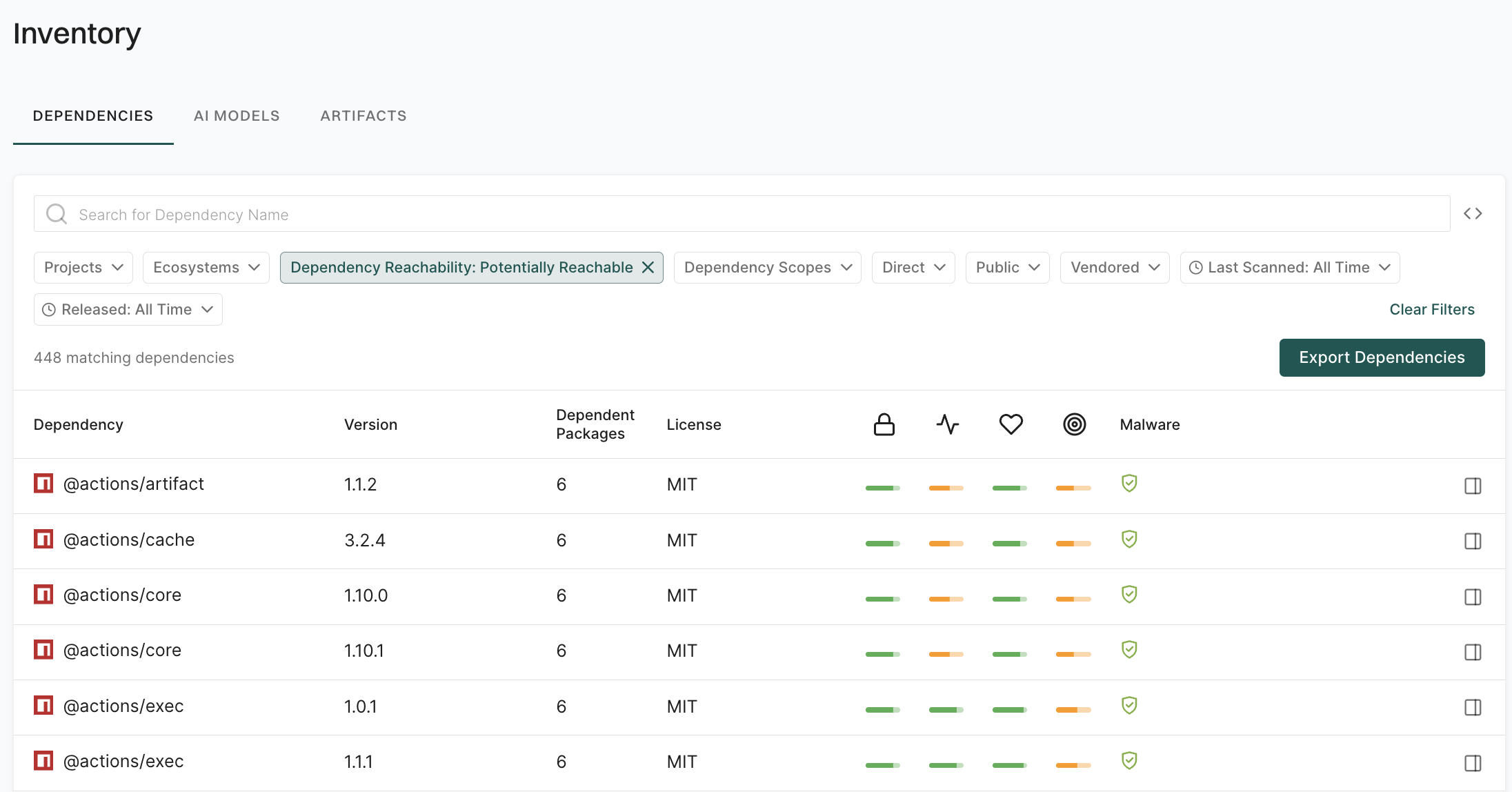 Filter by dependency reachability