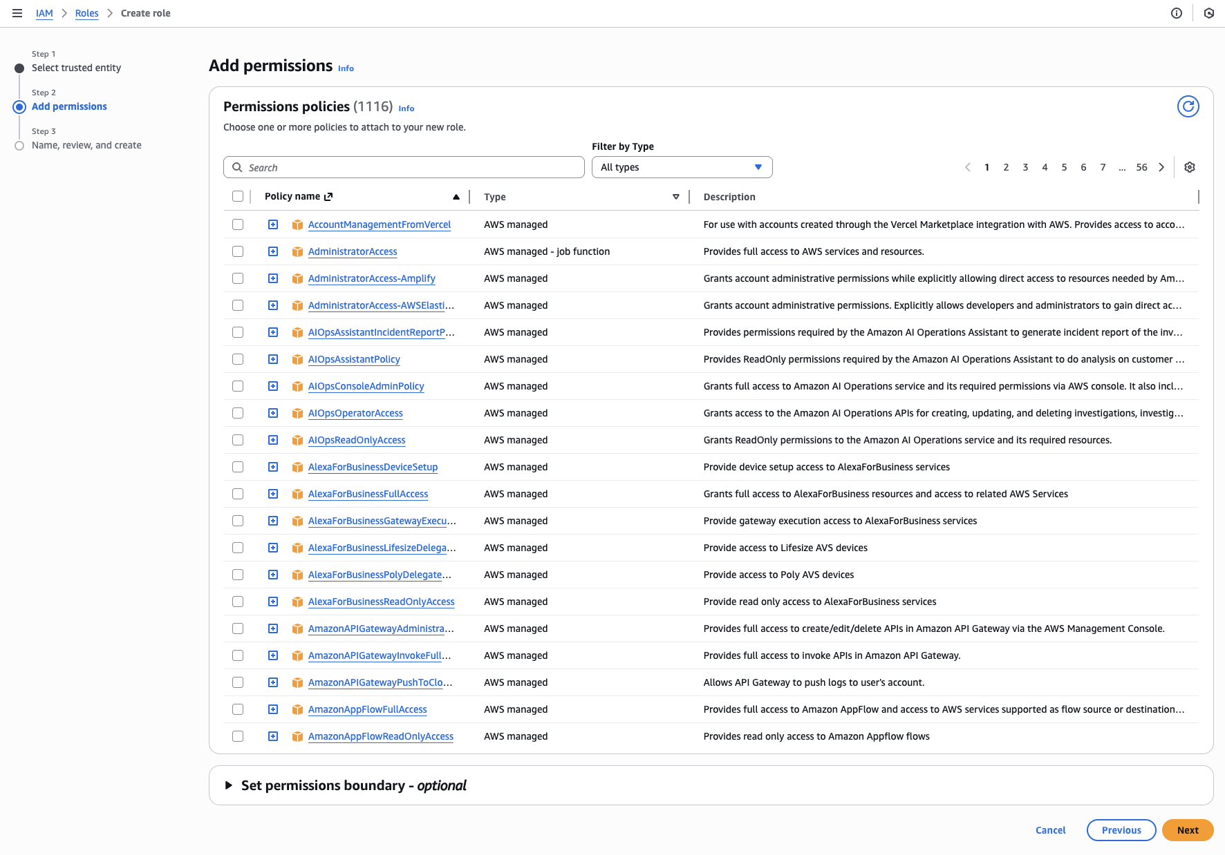IAM role permissions
