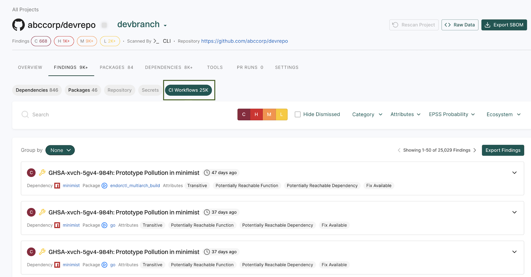View GitHub Action findings