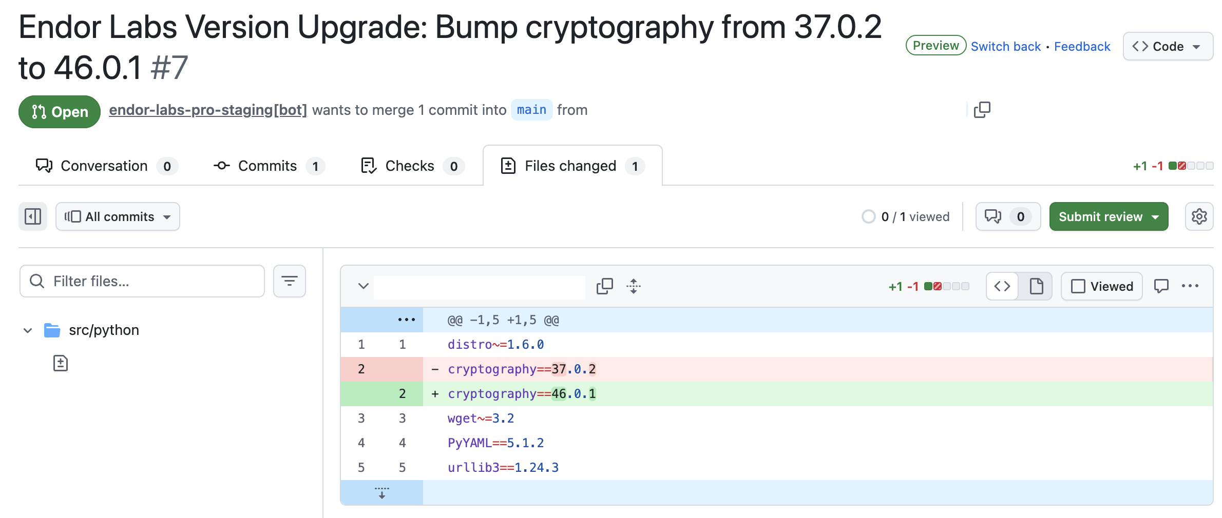 files changed in the PR