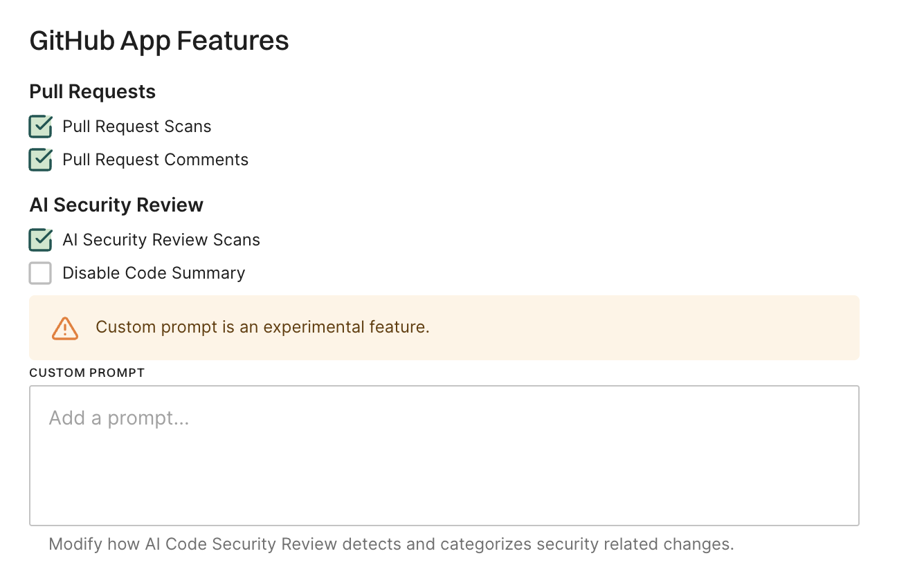 Scan profile for AI security code review