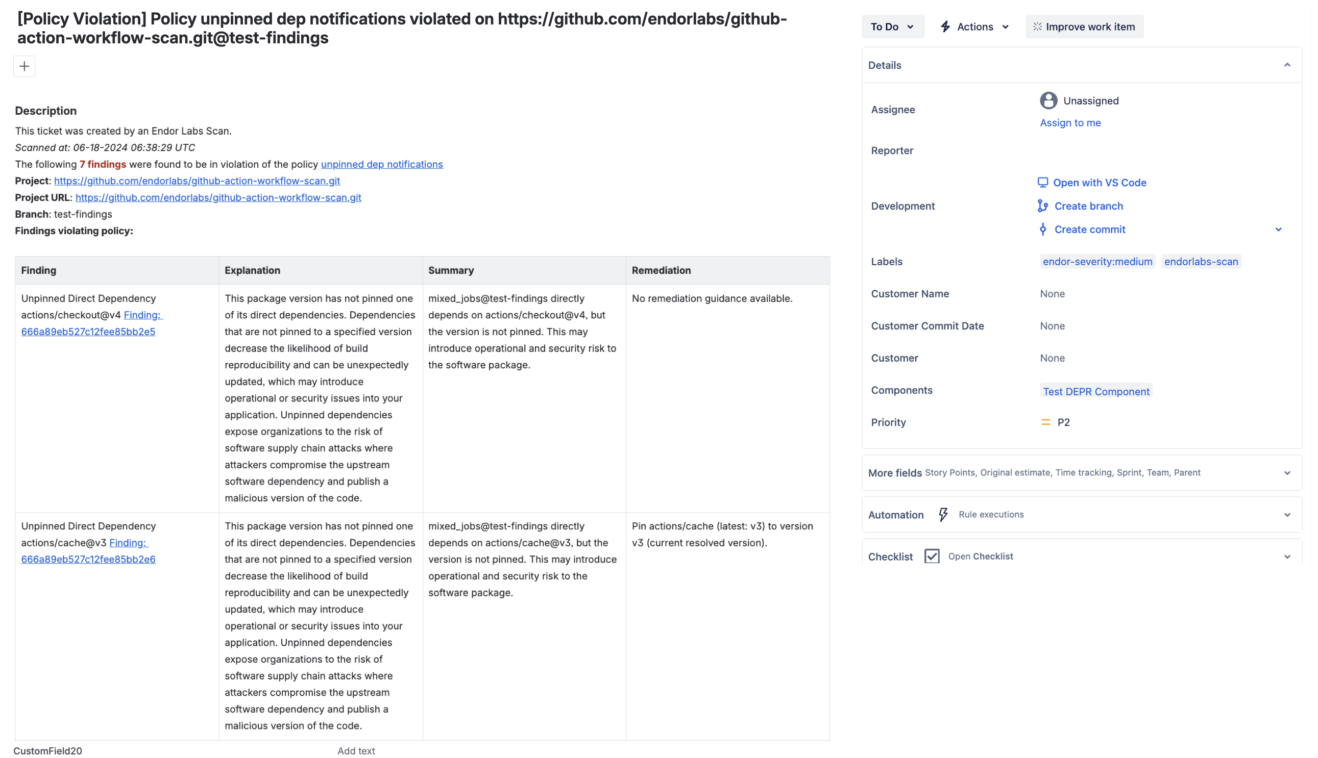 Team managed project components